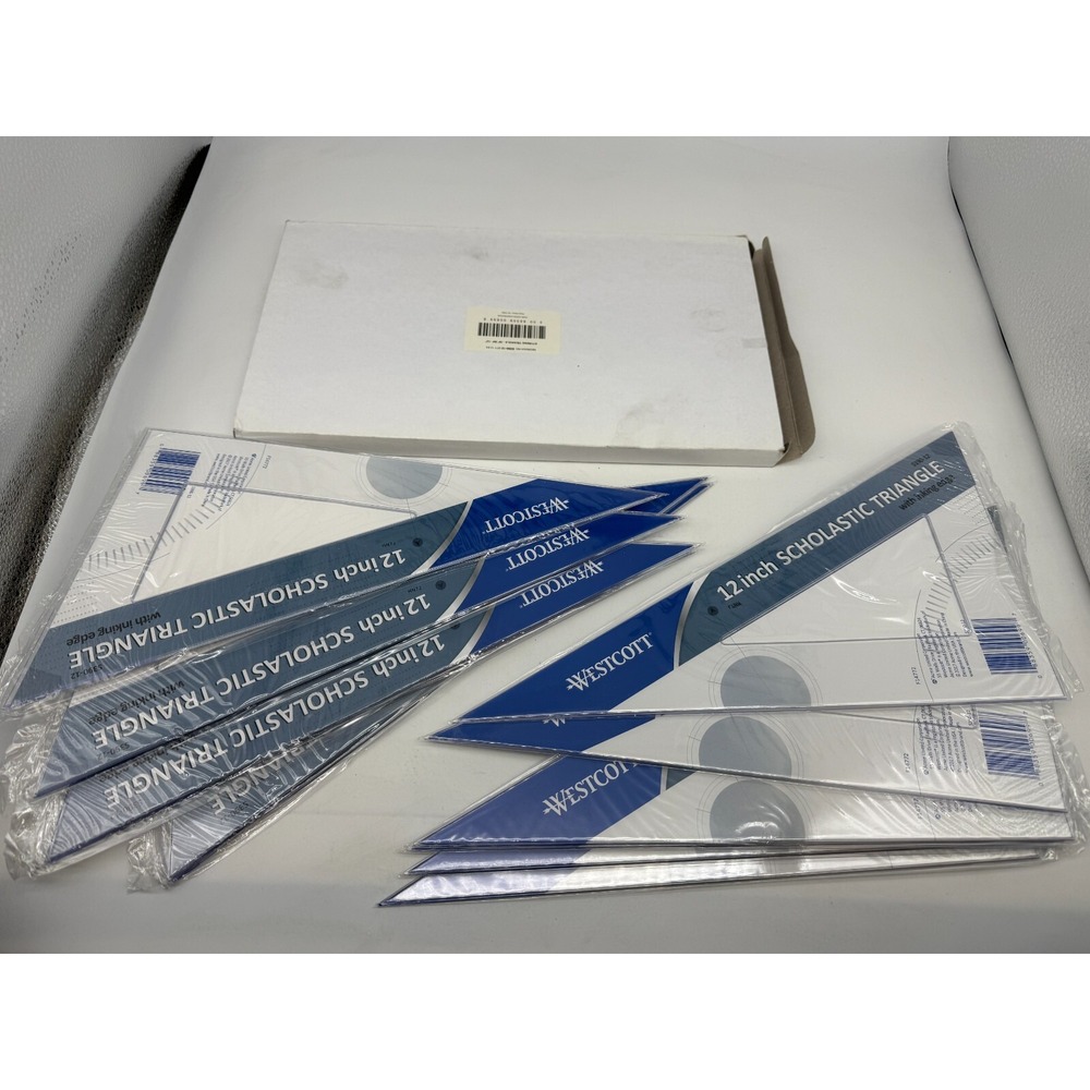 12 Pack Westcott 12" Student Grade Polystyrene Triangle 30 / 60 Degrees Clear (S
